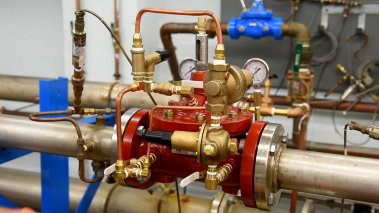 A watts pressure reducing valve installed